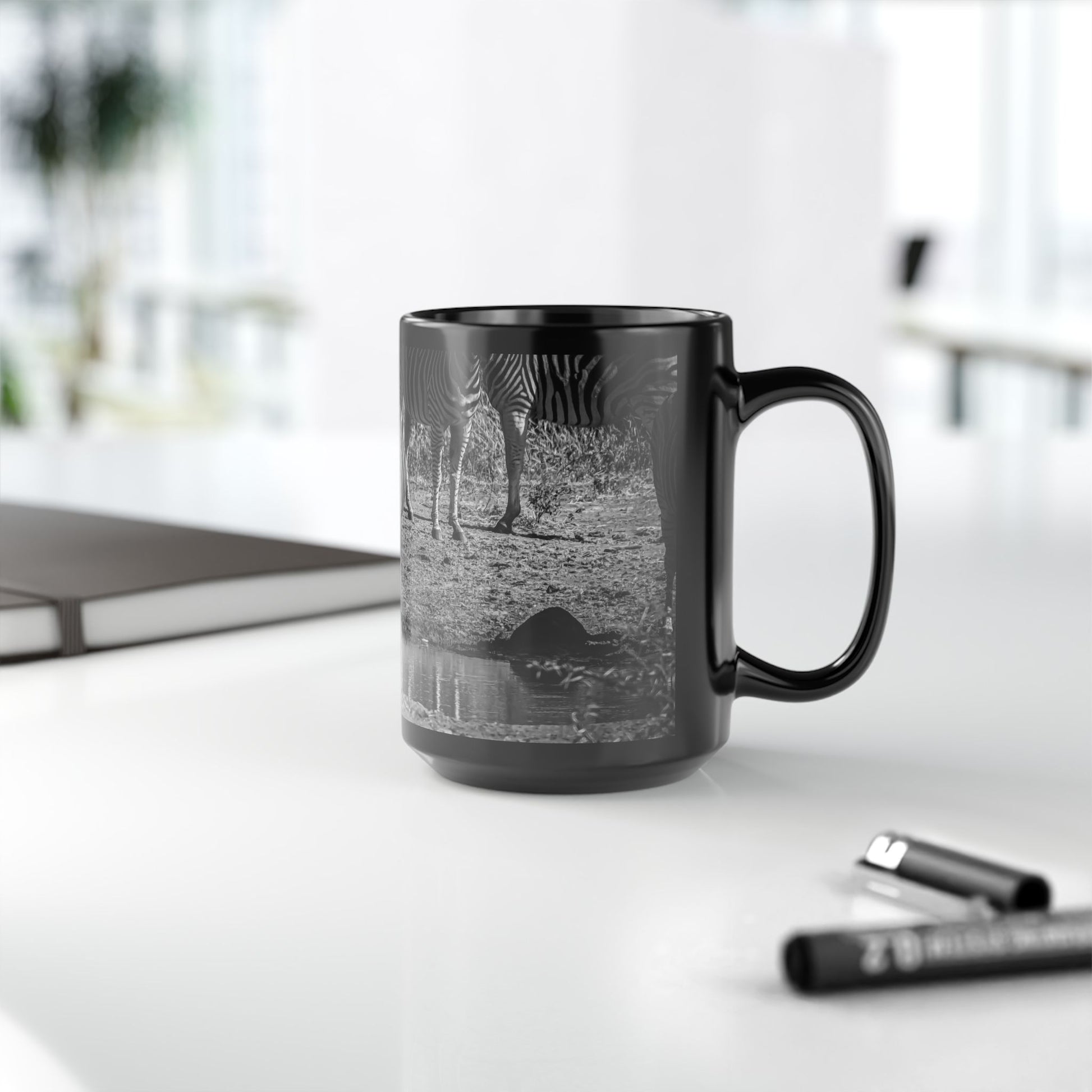 Drinking Zebra Mug B&W