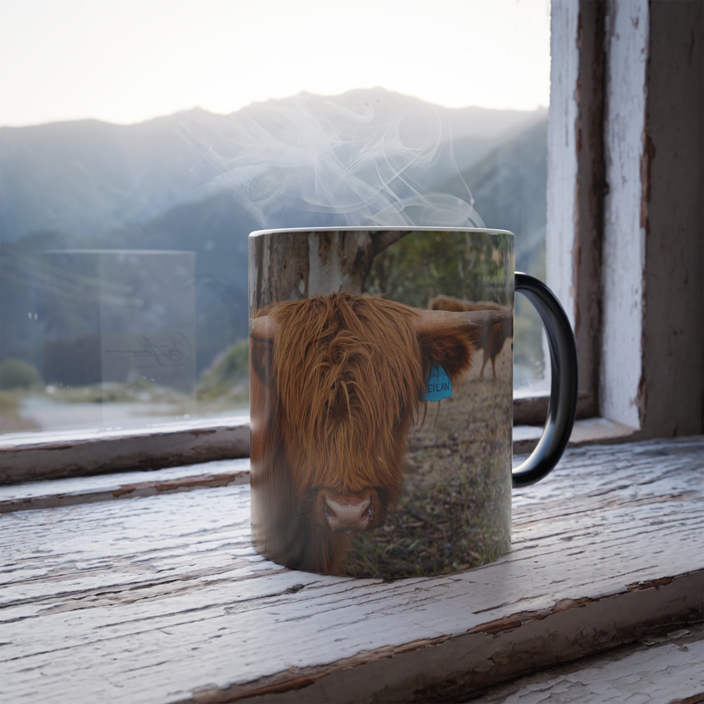 Colour Morphing Mug, 11oz - Scottish Highland Cattle