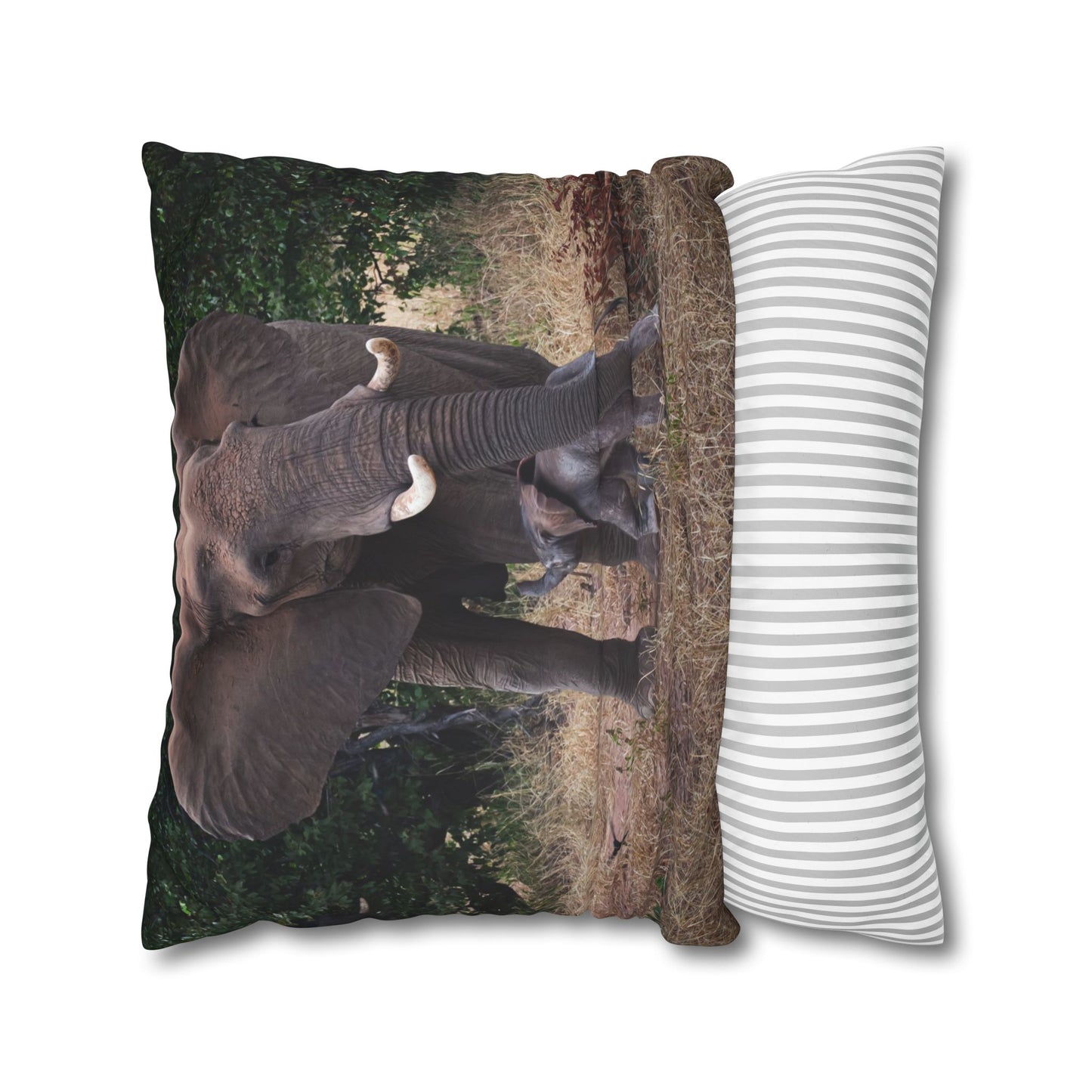 Poly Canvas Pillowcase - Elephant and Calf