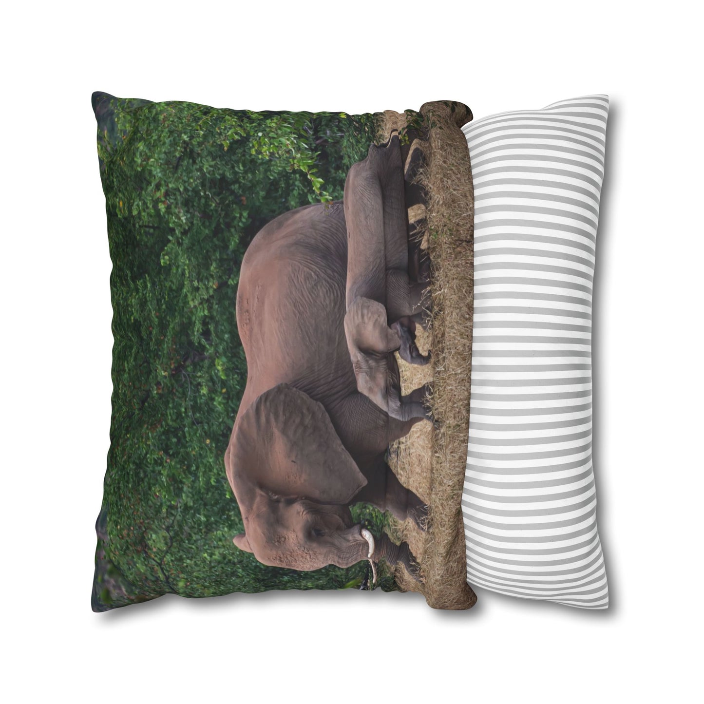 Poly Canvas Pillowcase - Elephant Family