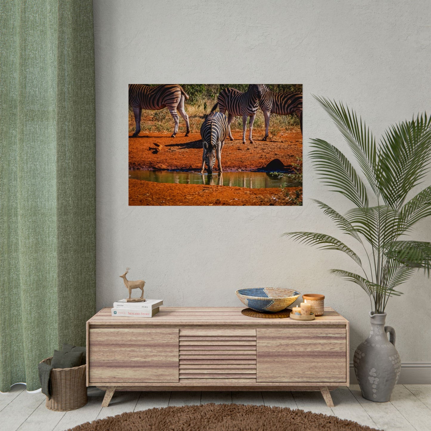 Rolled Posters - Zebra at Waterhole 40" x 28" (Horizontal) Fine Art