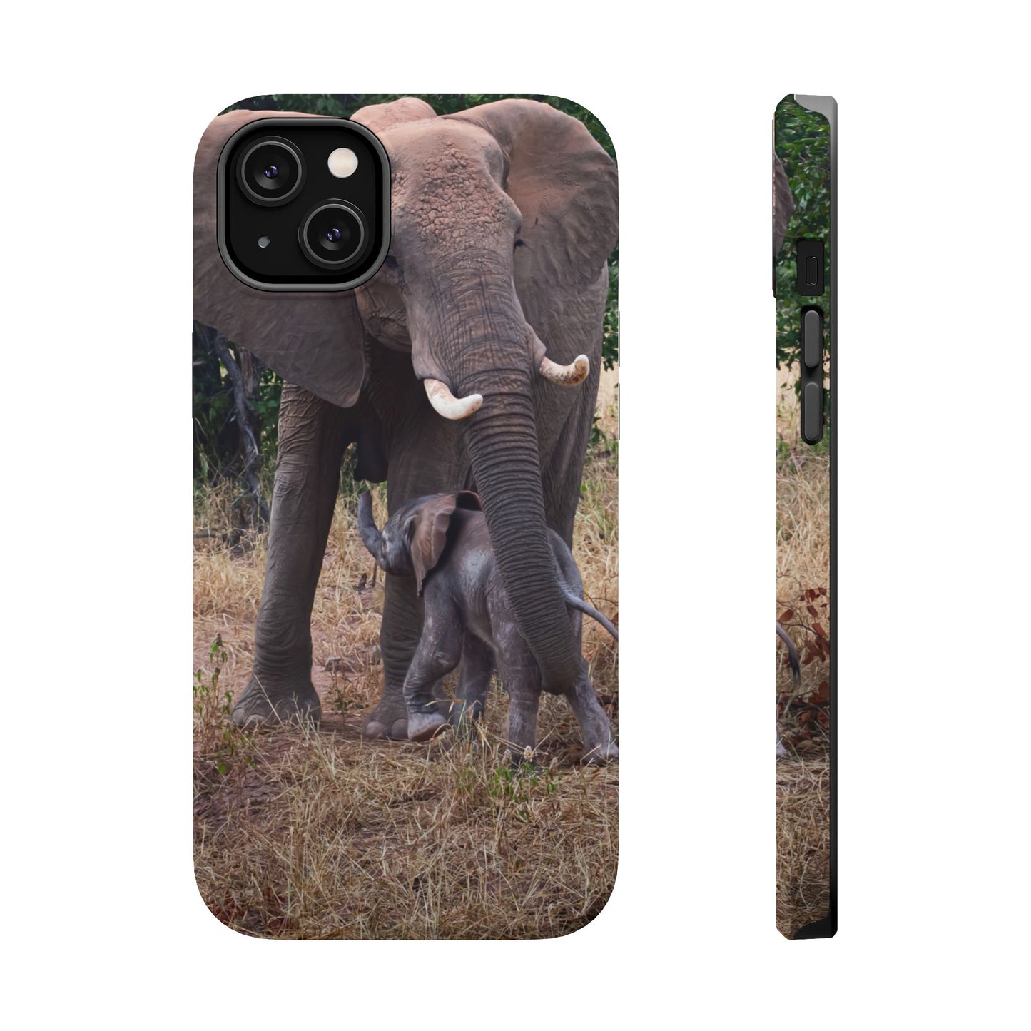 Magsafe® Compatible Tough Cases - Elephant and Baby iPhone 14 Plus Matte