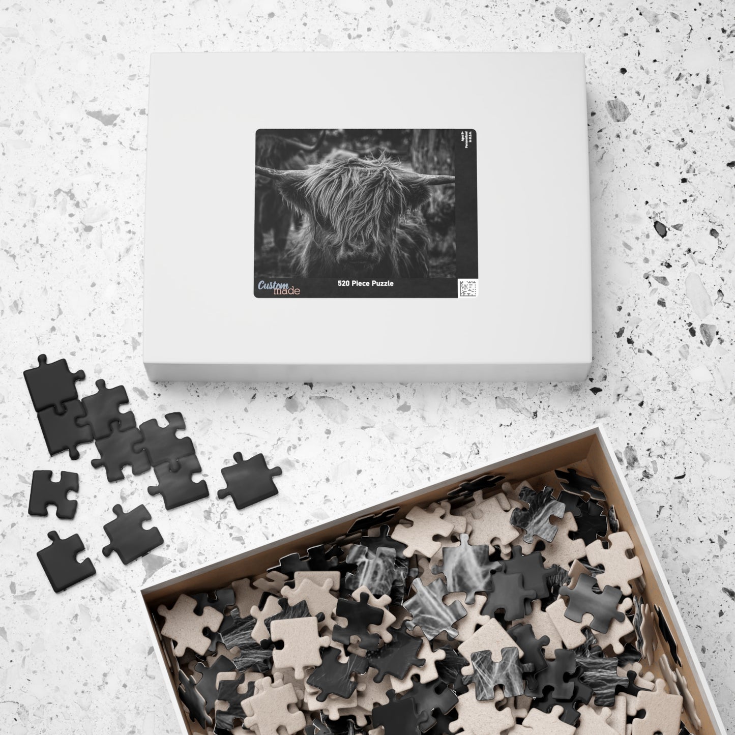 Scottish Highland Cattle Puzzle B&W 520 pcs (Horizontal)