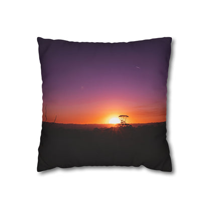 Poly Canvas Pillowcase - Purple Sunset 16" × 16"