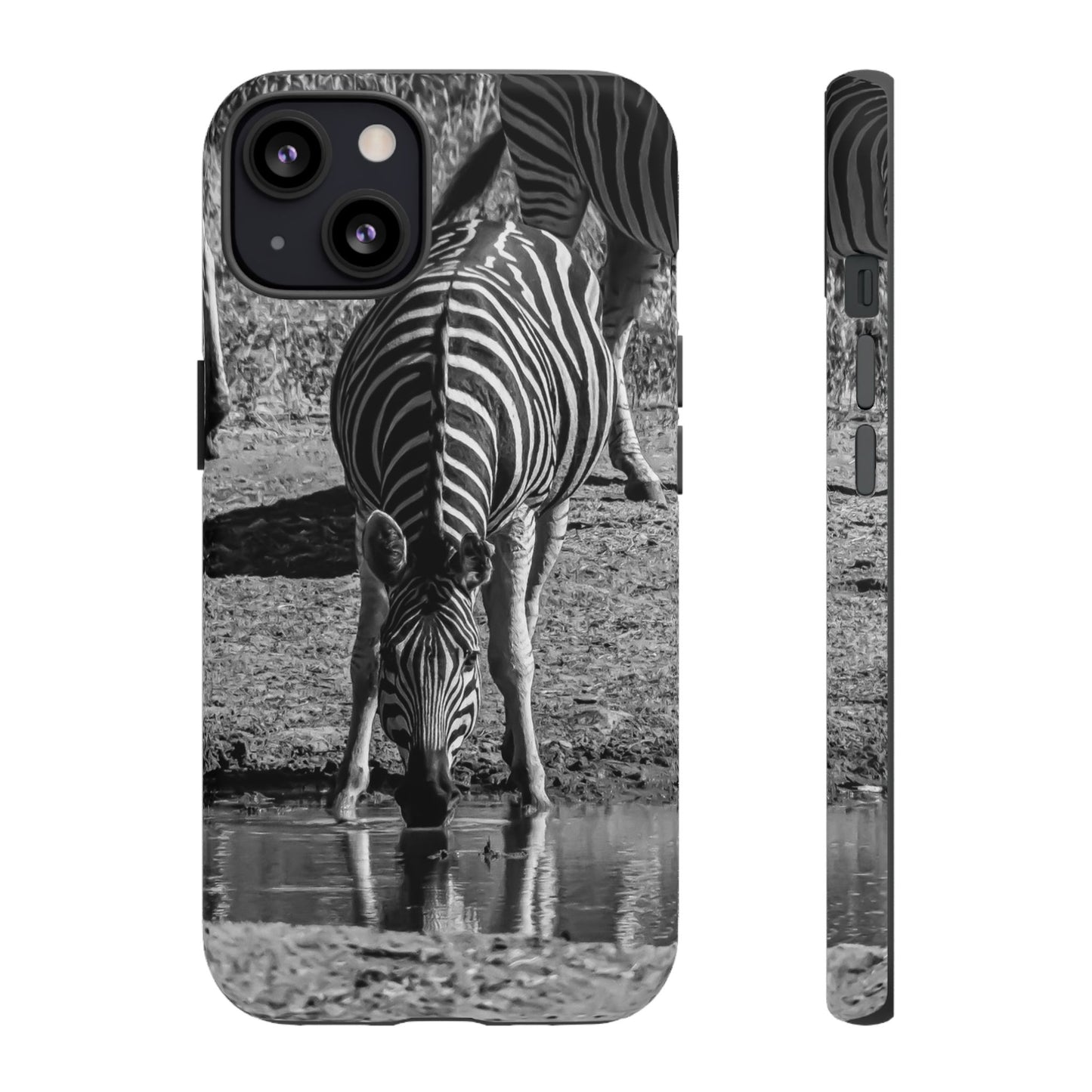 Tough Case - Zebra Drinking B&W iPhone 13 Matte