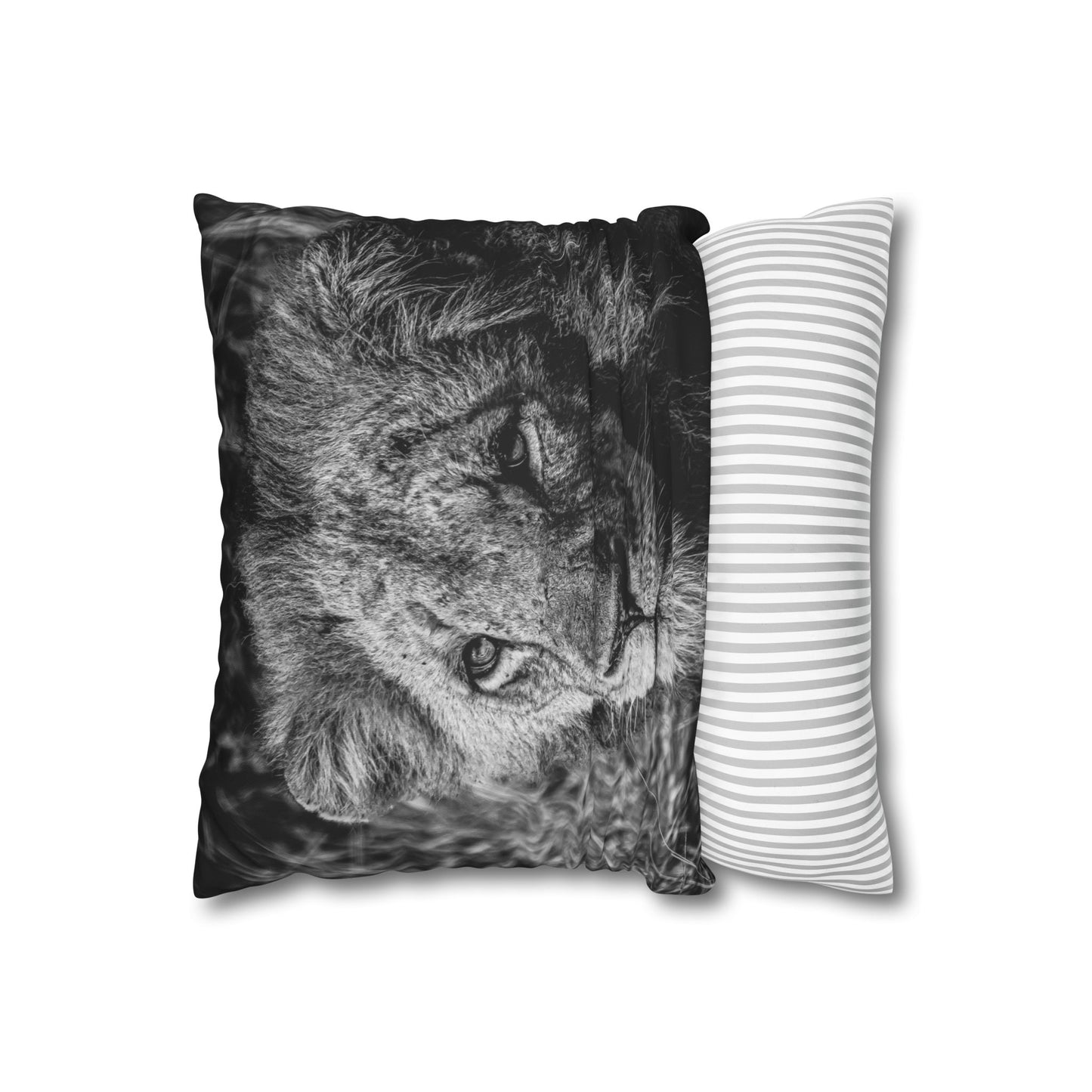 Poly Canvas Pillowcase - Old Lion B&W