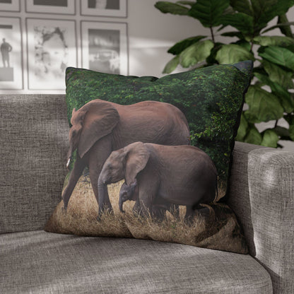 Poly Canvas Pillowcase - Elephant Family