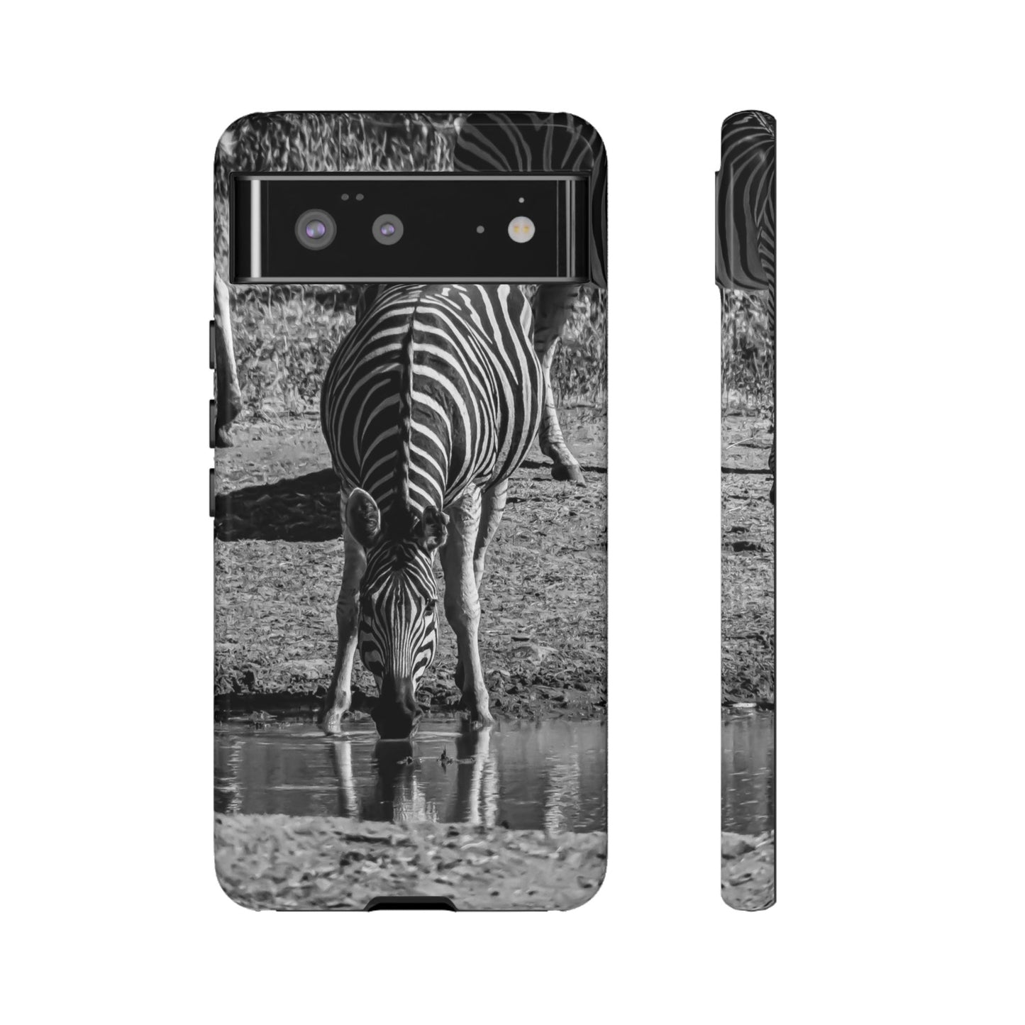 Tough Case - Zebra Drinking B&W Google Pixel 6 Glossy