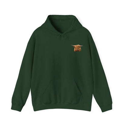 Highland Cow Hoodie Forest Green