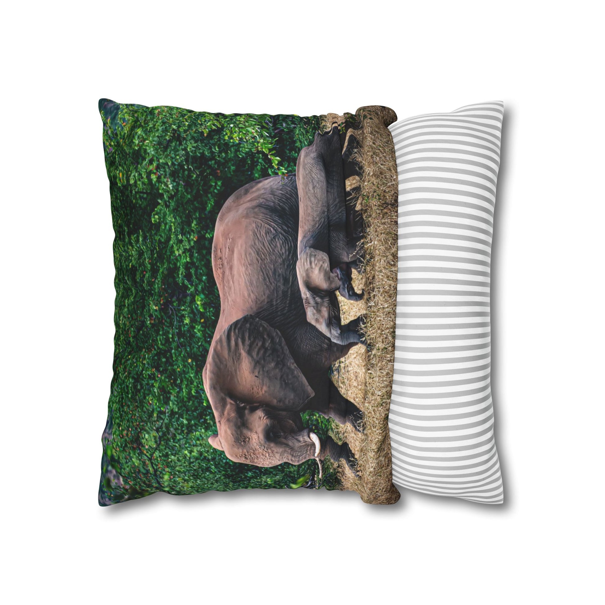 Poly Canvas Pillowcase - Elephant Family