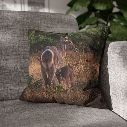 Poly Canvas Pillowcase - Waterbuck and Baby