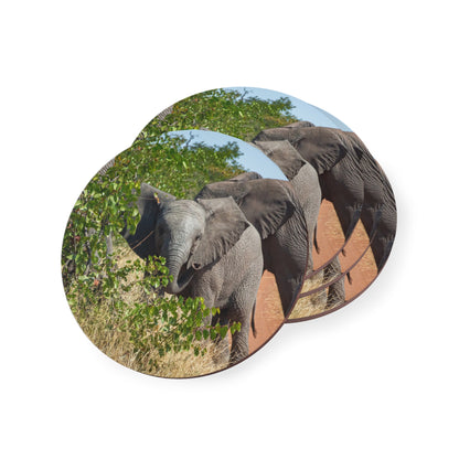 Elephant Coasters For Drinks Round 3.7" x 3.7" 4pcs