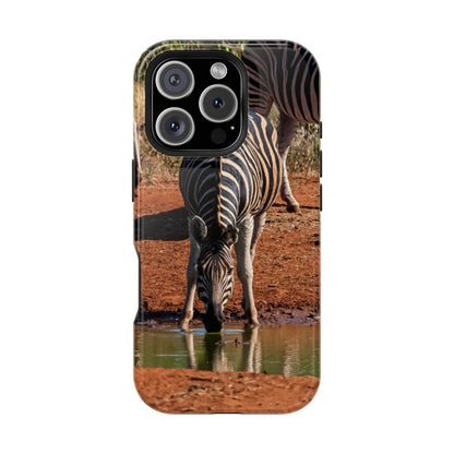 Magsafe® Compatible Tough Cases - Zebra Drinking iPhone 16 Pro Glossy