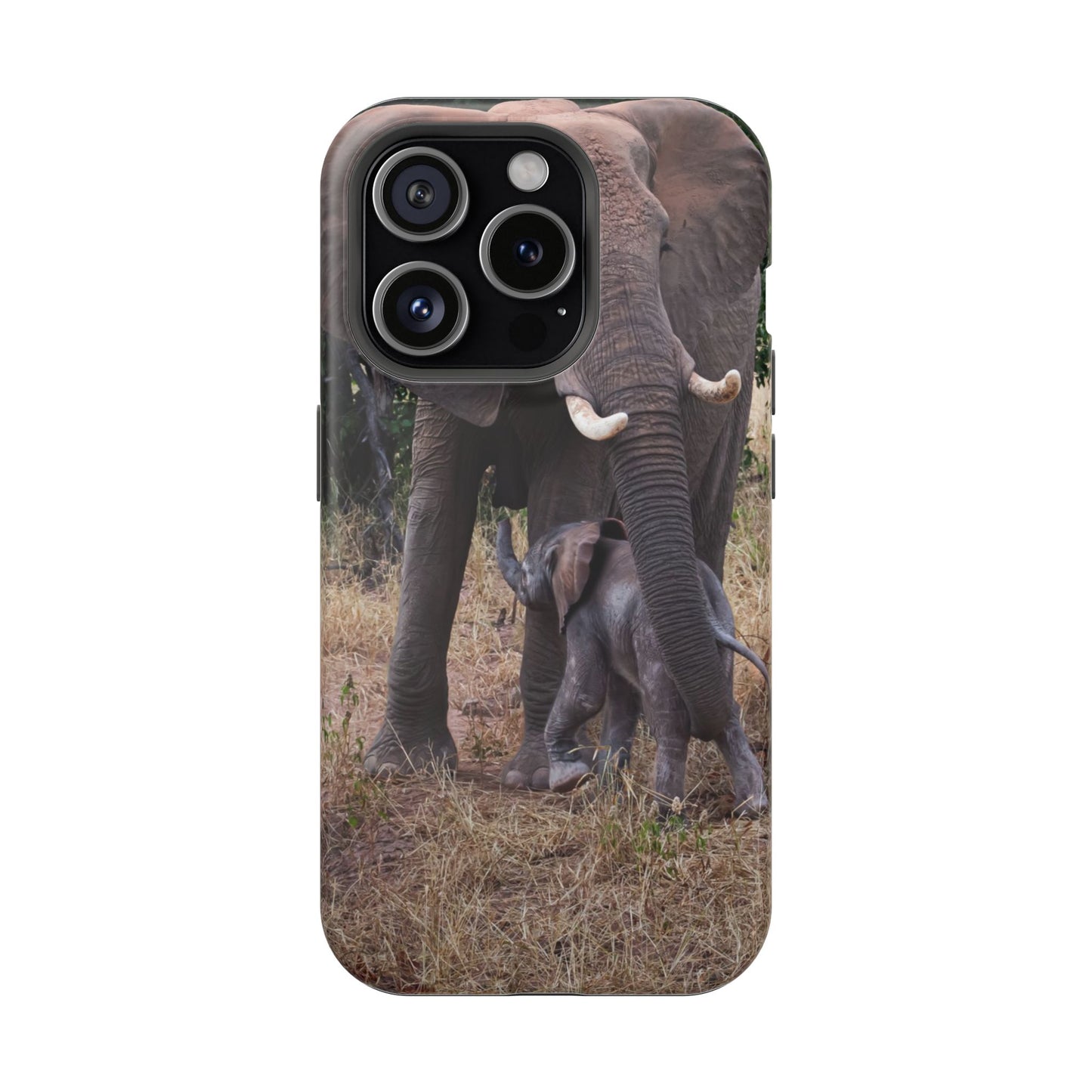 Magsafe® Compatible Tough Cases - Elephant and Baby iPhone 15 Pro Matte