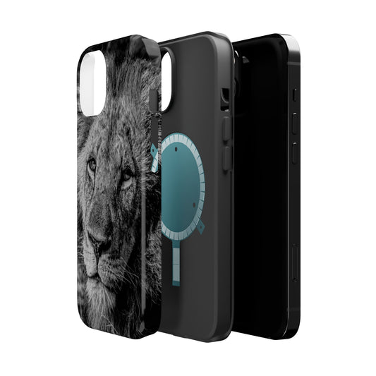 Magsafe® Compatible Tough Cases - Old Lion B&W iPhone 14 Glossy