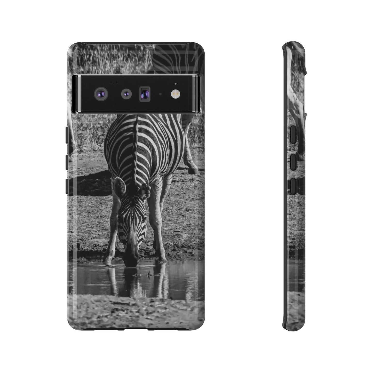 Tough Case - Zebra Drinking B&W Google Pixel 6 Pro Glossy