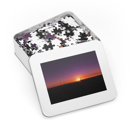 Purple Sunset Jigsaw Puzzle with Tin