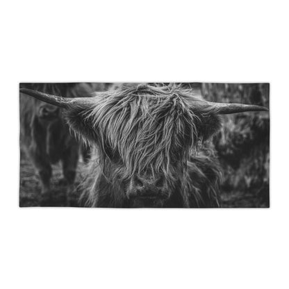 Scottish Highland Beach Towels B&W 30" × 60"