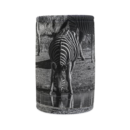 Drinking Zebra Stubby Holder B&W Regular Can