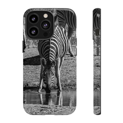 Tough Case - Zebra Drinking B&W iPhone 13 Pro Glossy