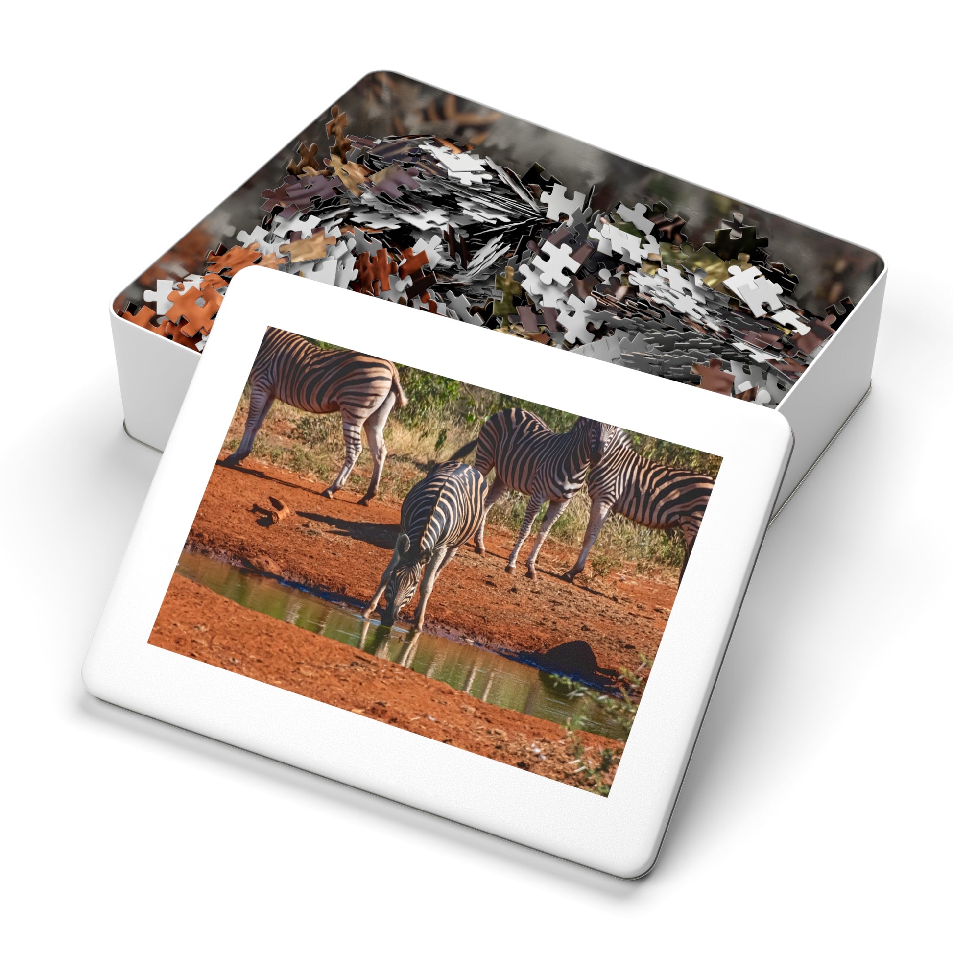 African Zebra Jigsaw Puzzle with Tin