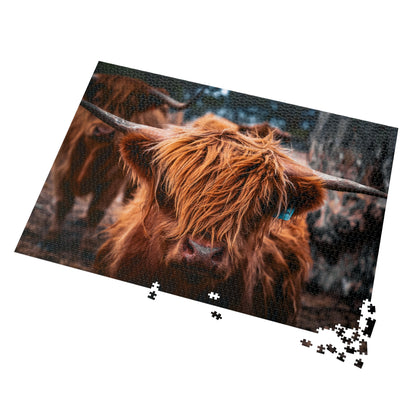 Scottish Highland Cattle Puzzle with Tin