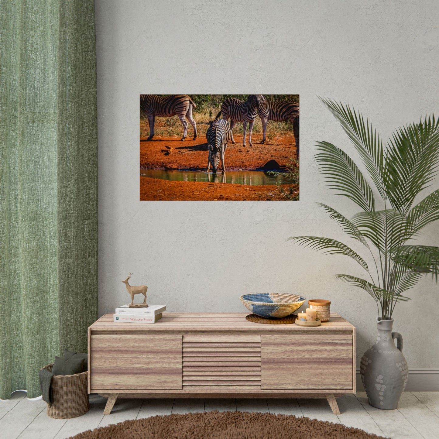 Rolled Posters - Zebra at Waterhole 36" x 24" (Horizontal) Fine Art