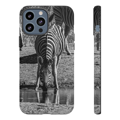 Tough Case - Zebra Drinking B&W iPhone 13 Pro Max Matte