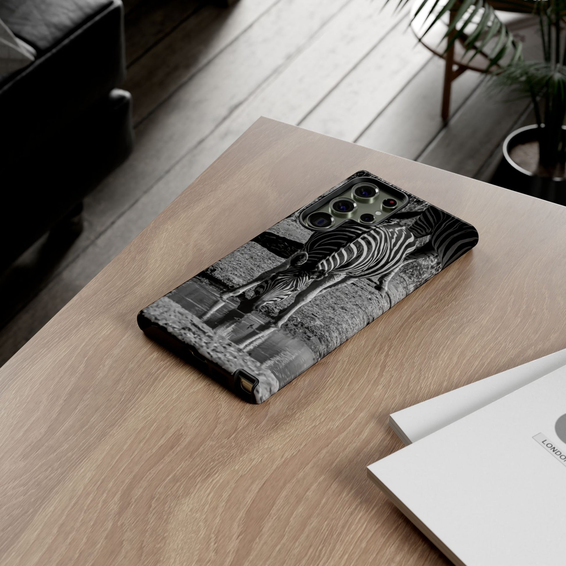 Tough Case - Zebra Drinking B&W