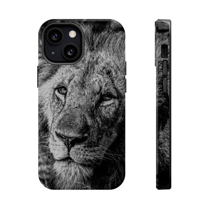 Magsafe® Compatible Tough Cases - Old Lion B&W iPhone 13 Mini Glossy