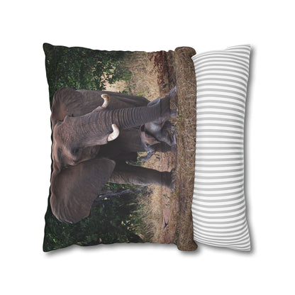 Poly Canvas Pillowcase - Elephant and Calf