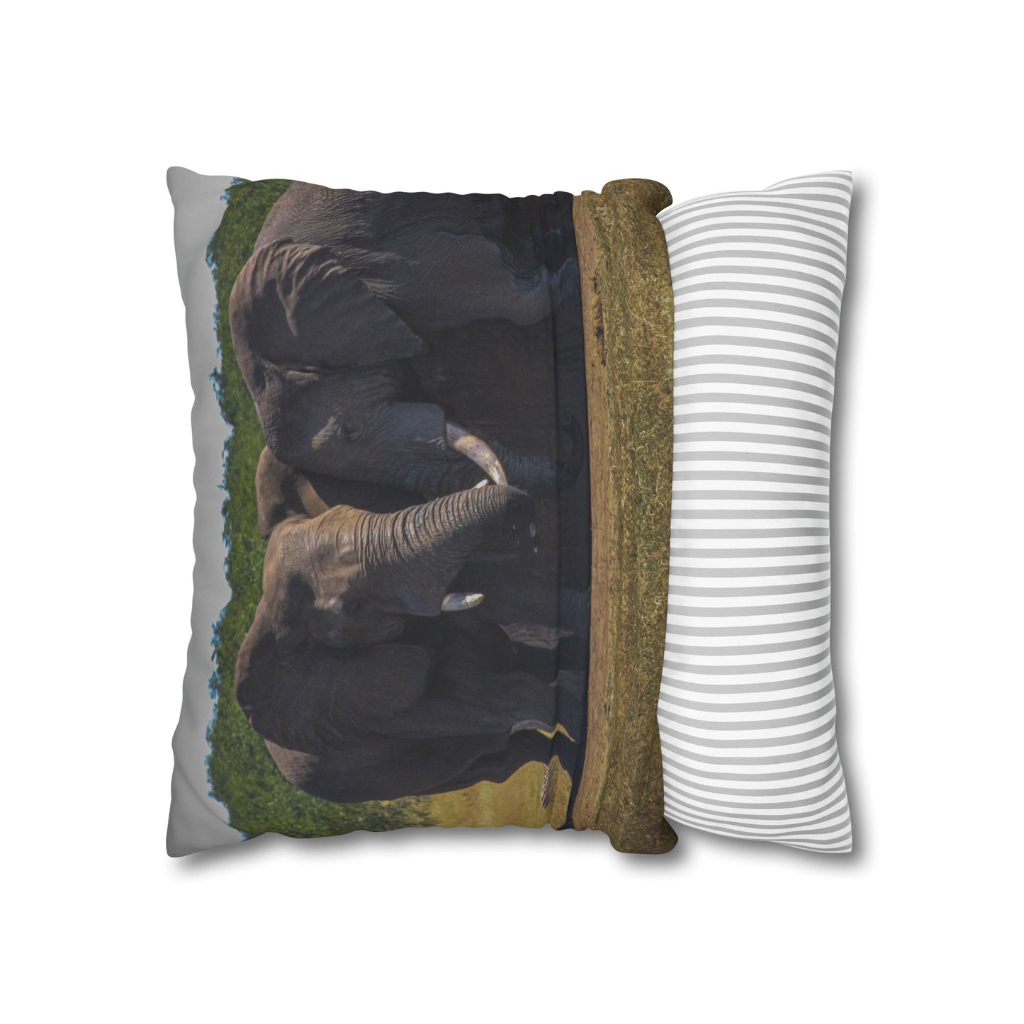 Poly Canvas Pillowcase - Elephant Friends