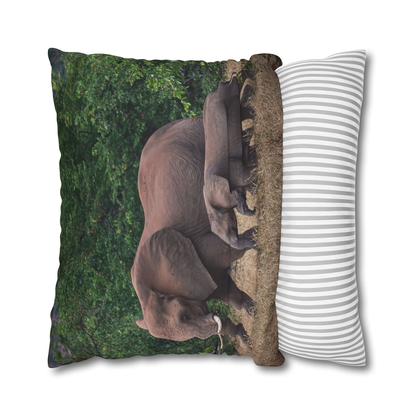 Poly Canvas Pillowcase - Elephant Family