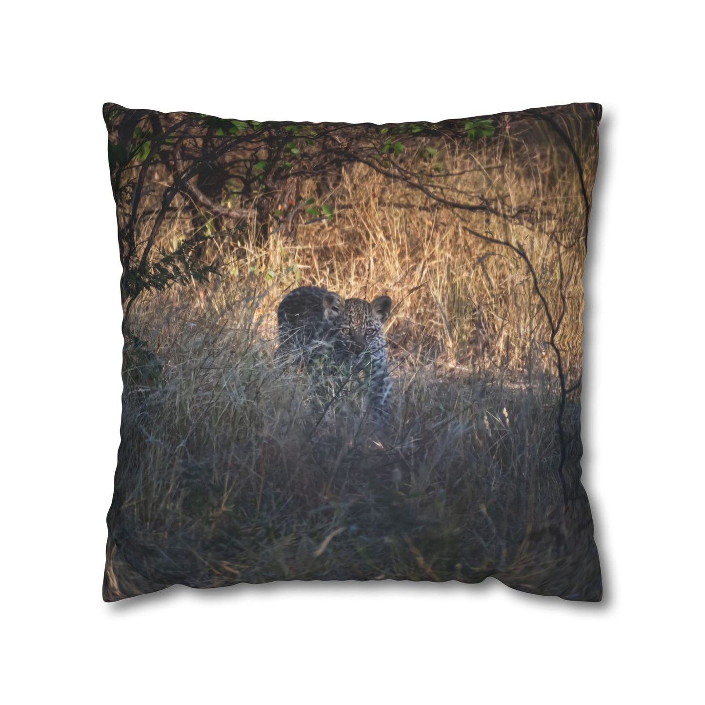 Poly Canvas Pillowcase - Leopard Cub 20" × 20"