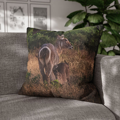 Poly Canvas Pillowcase - Waterbuck and Baby