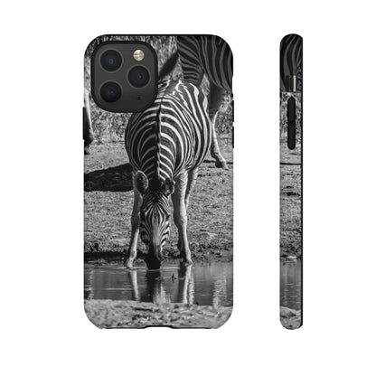 Tough Case - Zebra Drinking B&W iPhone 11 Pro Glossy