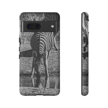 Tough Case - Zebra Drinking B&W Google Pixel 7 Matte