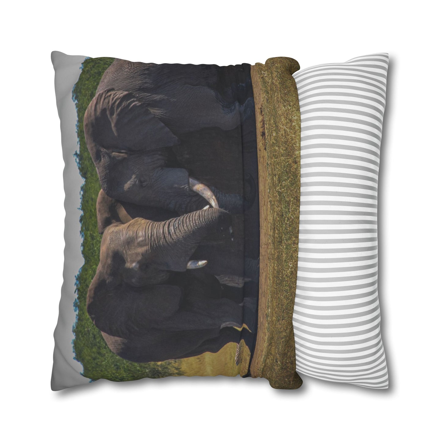 Poly Canvas Pillowcase - Elephant Friends