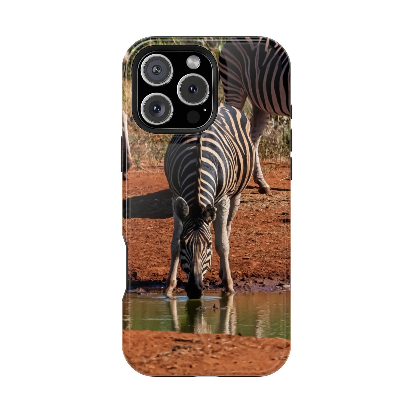 Magsafe® Compatible Tough Cases - Zebra Drinking iPhone 16 Pro Max Glossy