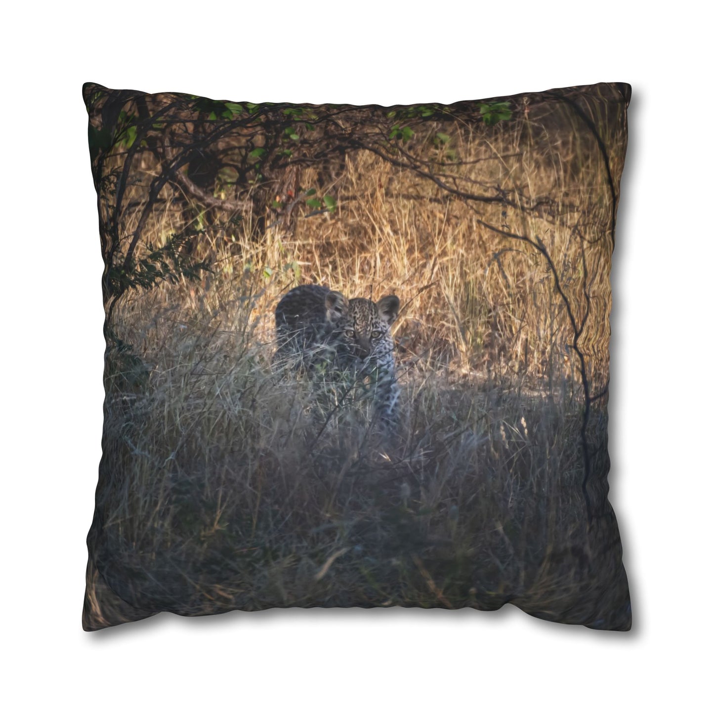 Poly Canvas Pillowcase - Leopard Cub 26" × 26"