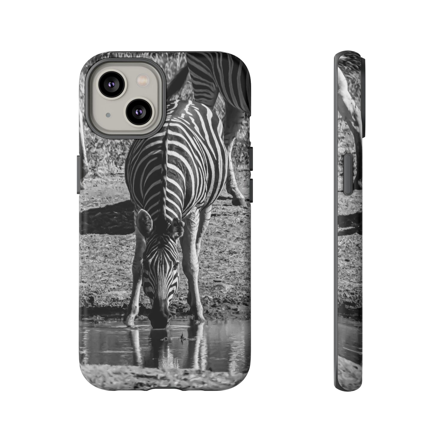 Tough Case - Zebra Drinking B&W iPhone 14 Matte