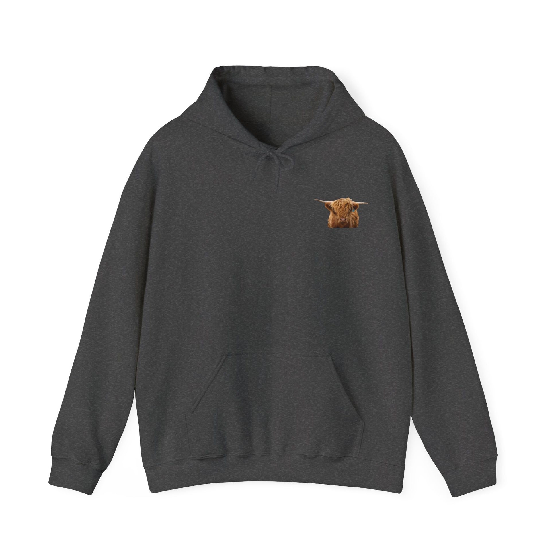 Highland Cow Hoodie Dark Heather