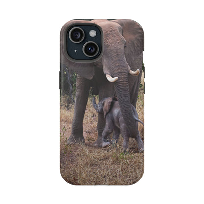 Magsafe® Compatible Tough Cases - Elephant and Baby iPhone 15 Matte