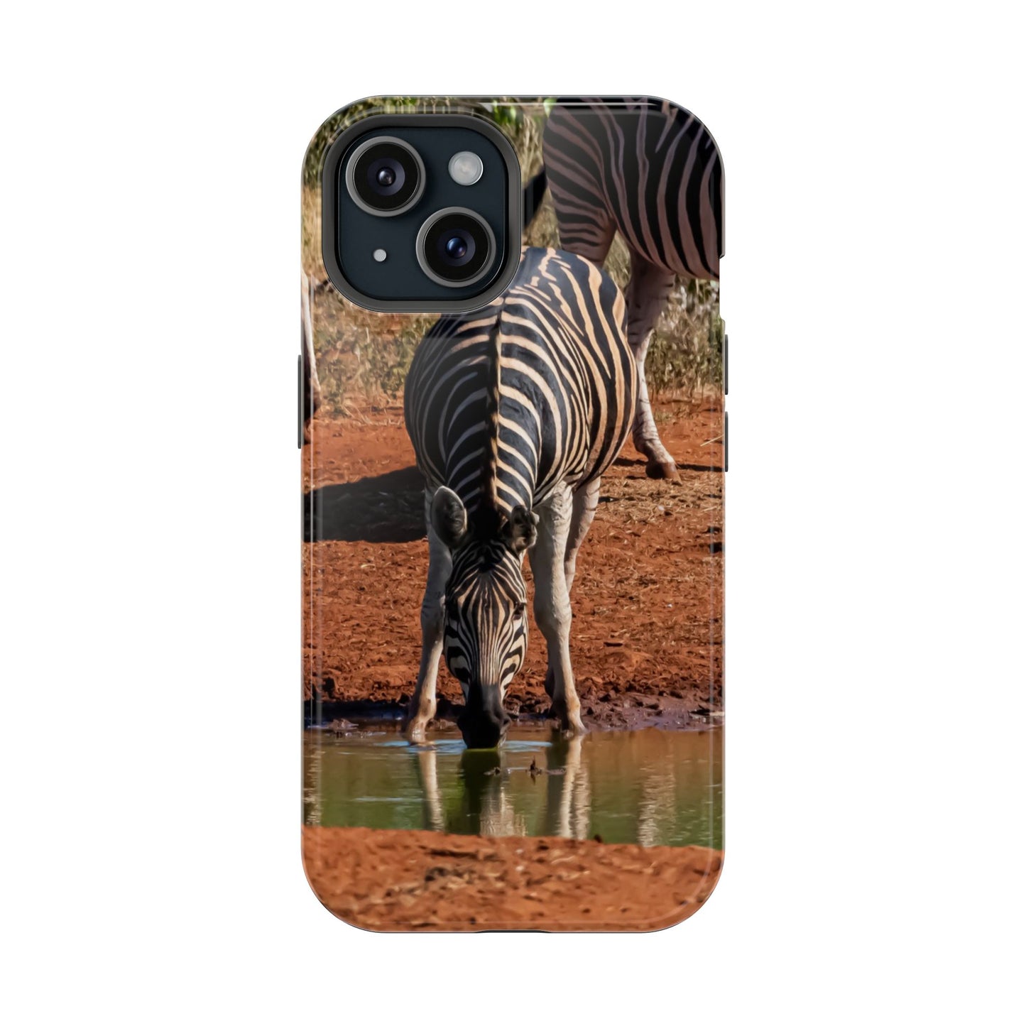 Magsafe® Compatible Tough Cases - Zebra Drinking iPhone 15 Glossy