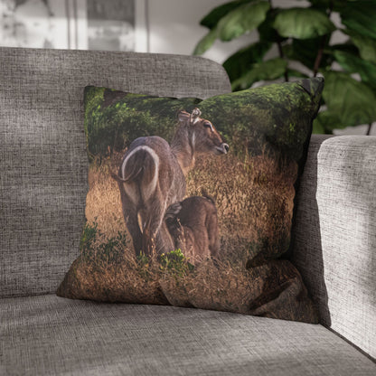 Poly Canvas Pillowcase - Waterbuck and Baby