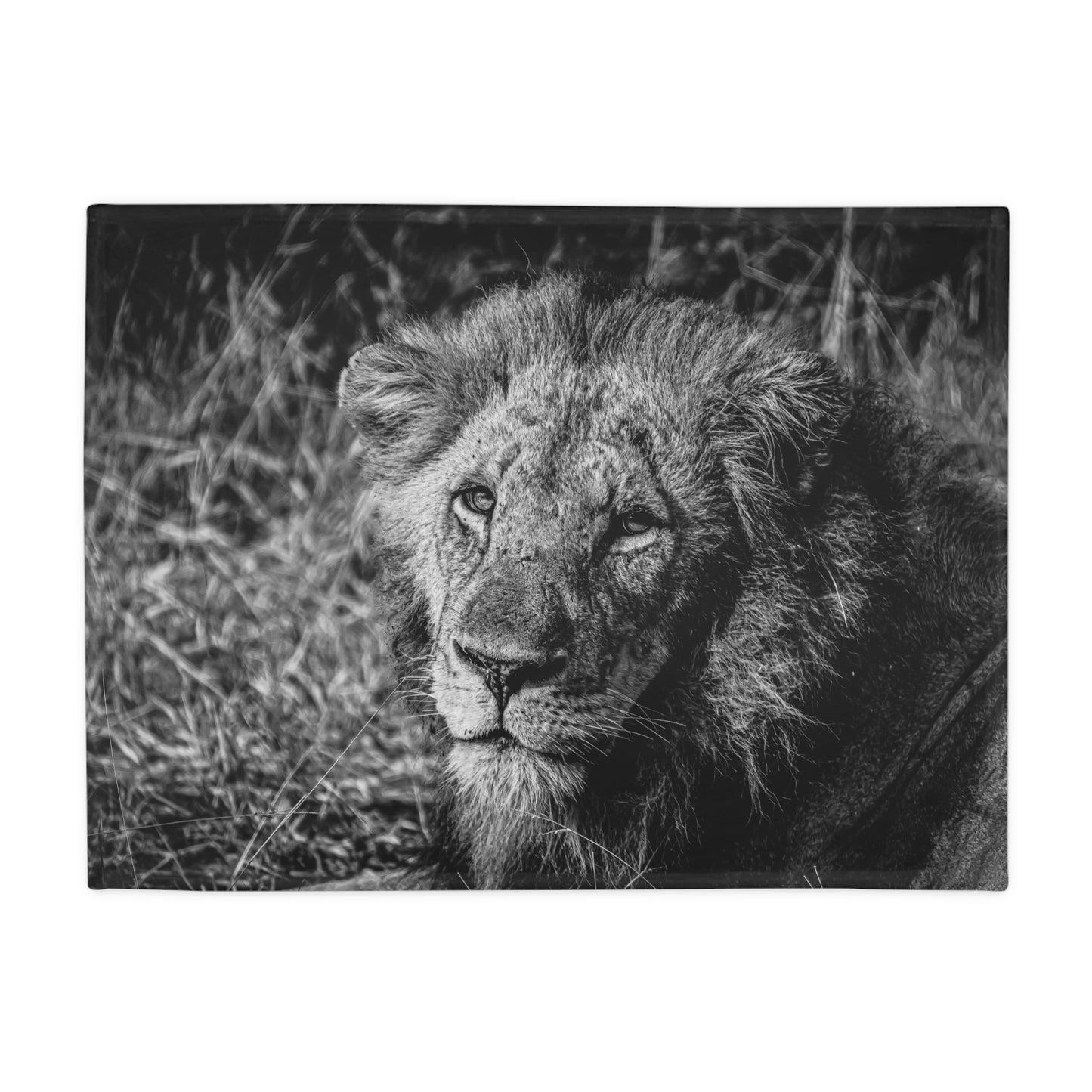 Lion Fleece Blanket B&W 30" × 40"