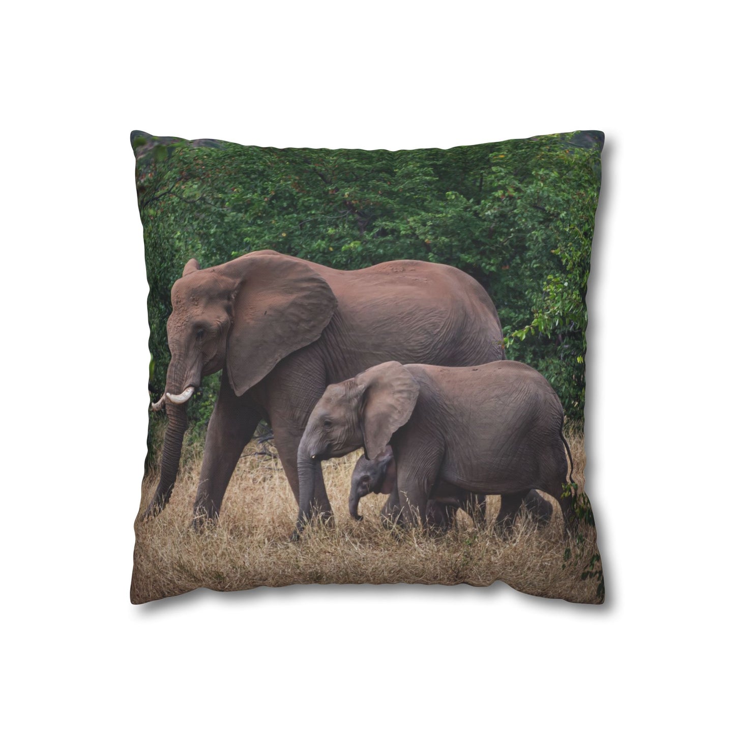 Poly Canvas Pillowcase - Elephant Family