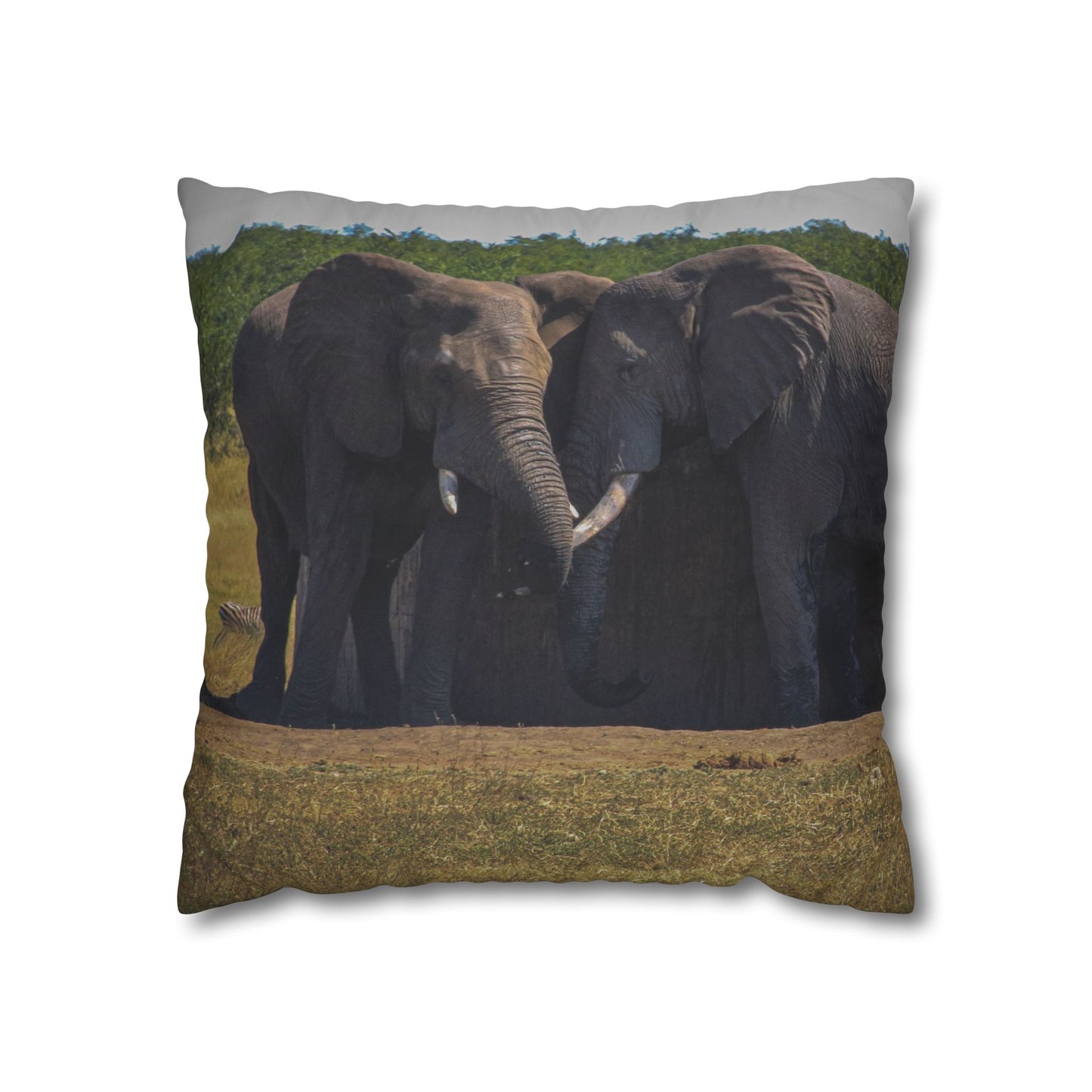 Poly Canvas Pillowcase - Elephant Friends