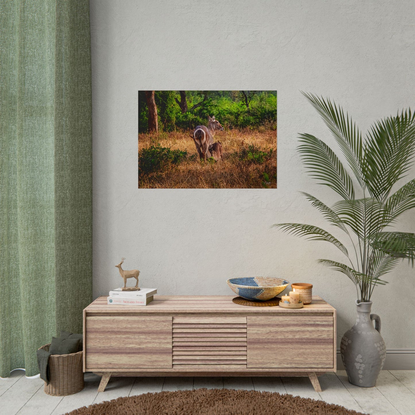 Rolled Posters - Waterbuck and Baby 33.1" x 23.4" (Horizontal) Matte