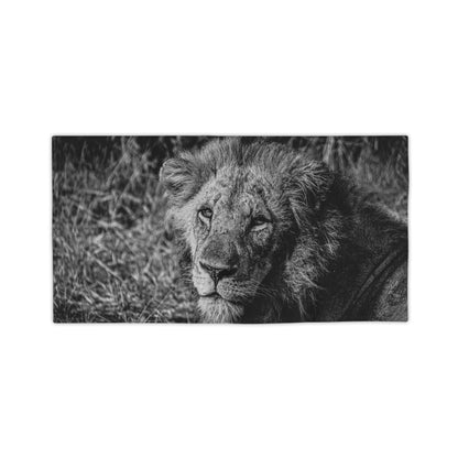 Lion Portrait Beach Towels B&W 24" x 44"